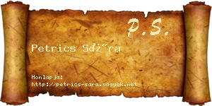 Petrics Sára névjegykártya